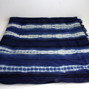 Indigo Vintage African Mud Cloth with fringe| Boho Style Textile| Tribal art| Blue Indigo vintage cloth| Ethnic Indigo| Indigo Dyed Throws