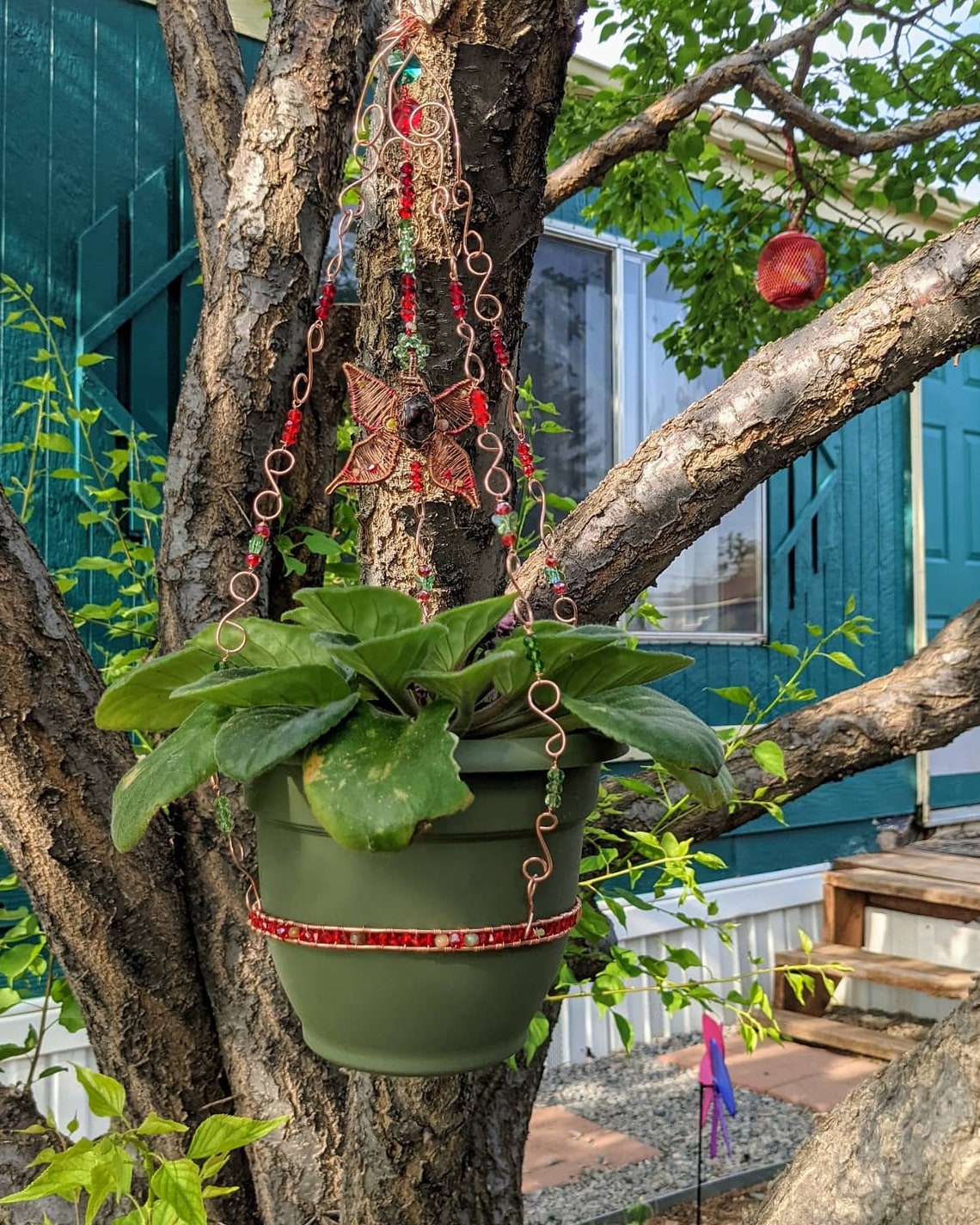 Crystal beaded plant hanger Etsy