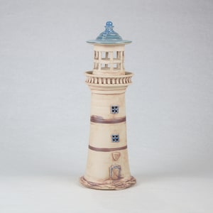 Wheel-Thrown Clay Lighthouse - Square Window Design