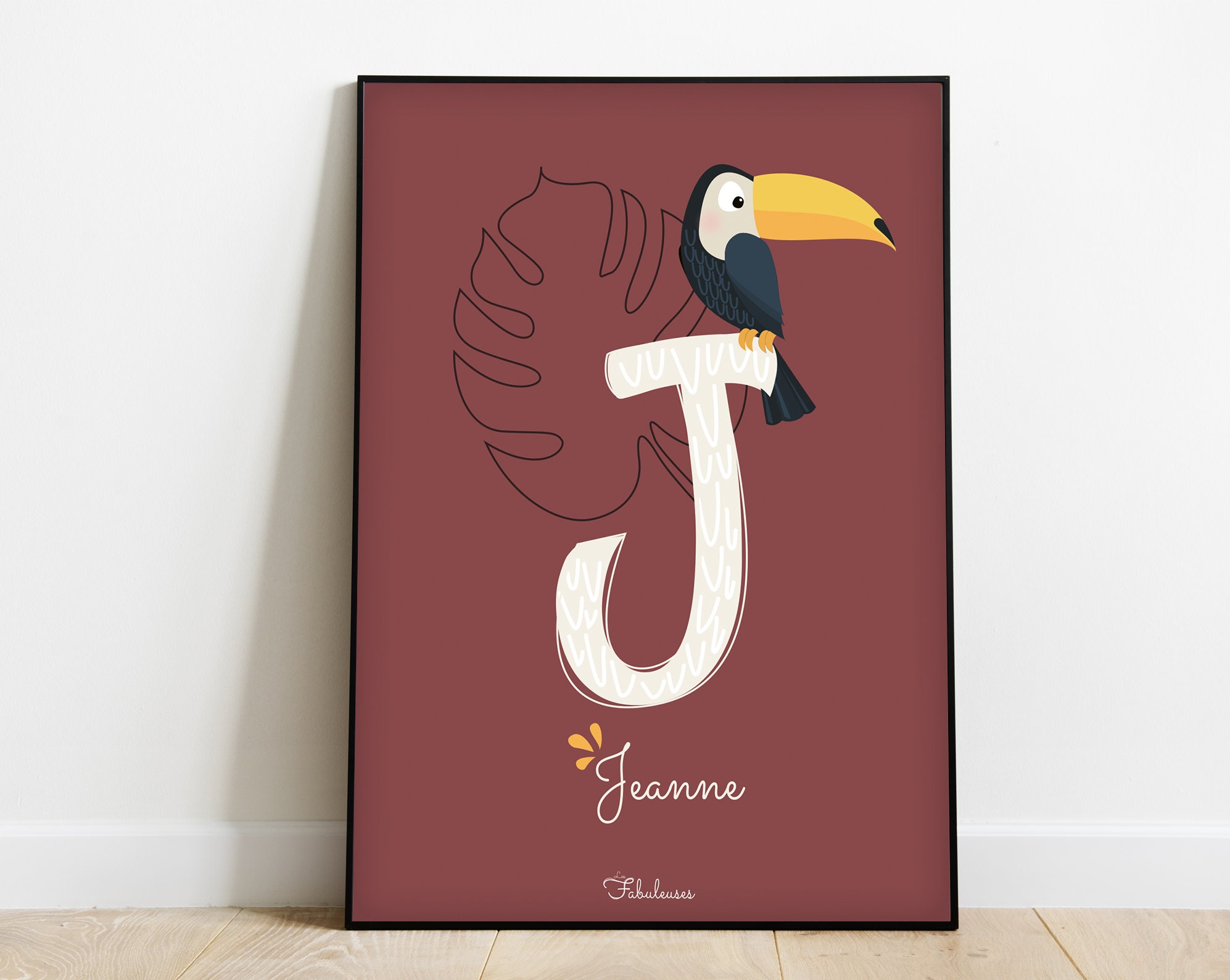 Affiche Naissance Personnalisée avec L'initiale Du Prénom, Cadeau de Naissance, Décoration Chambre B