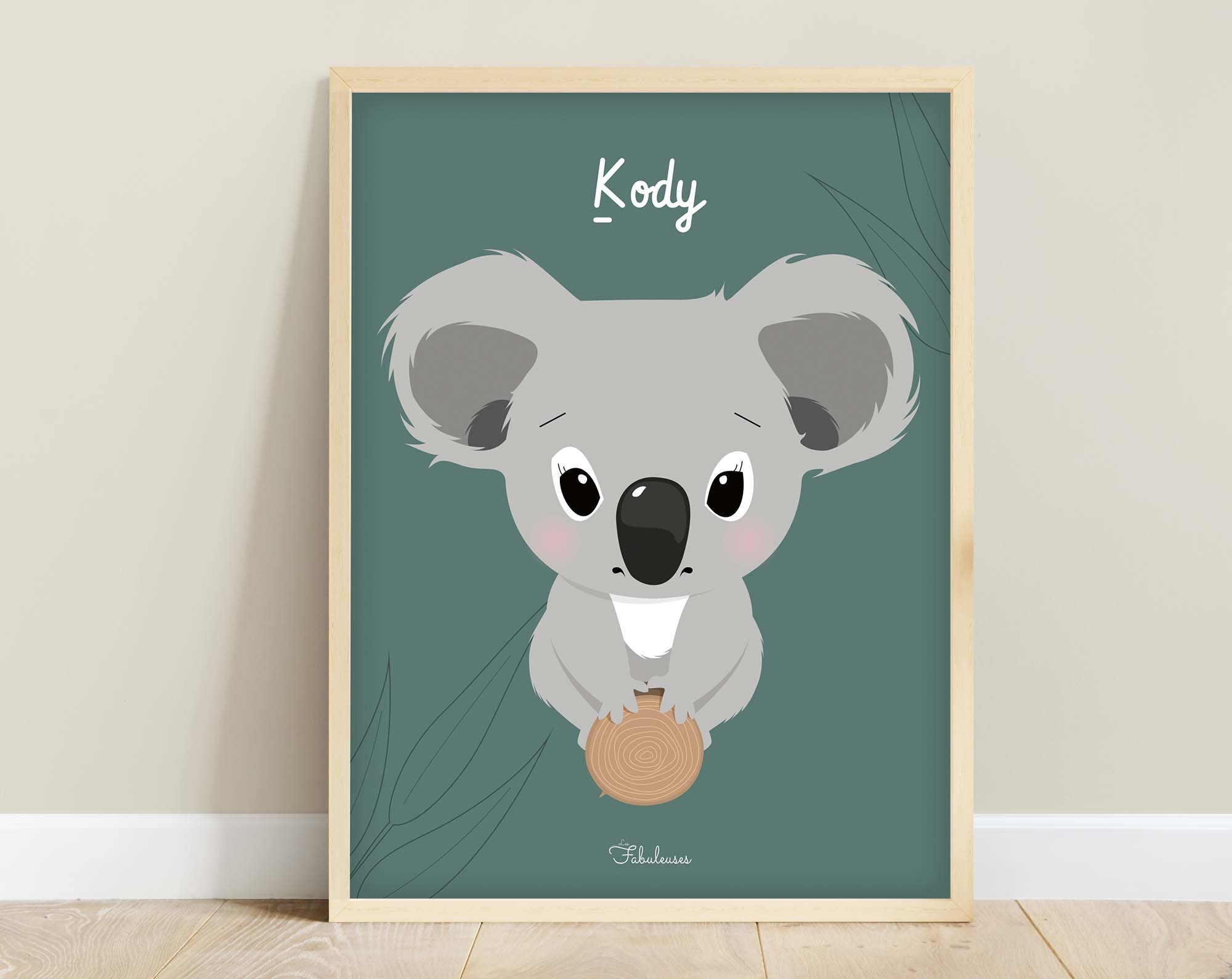 Affiche Chambre Bébé Kody Le Koala, Décoration Bébé, Cadeau de Naissance