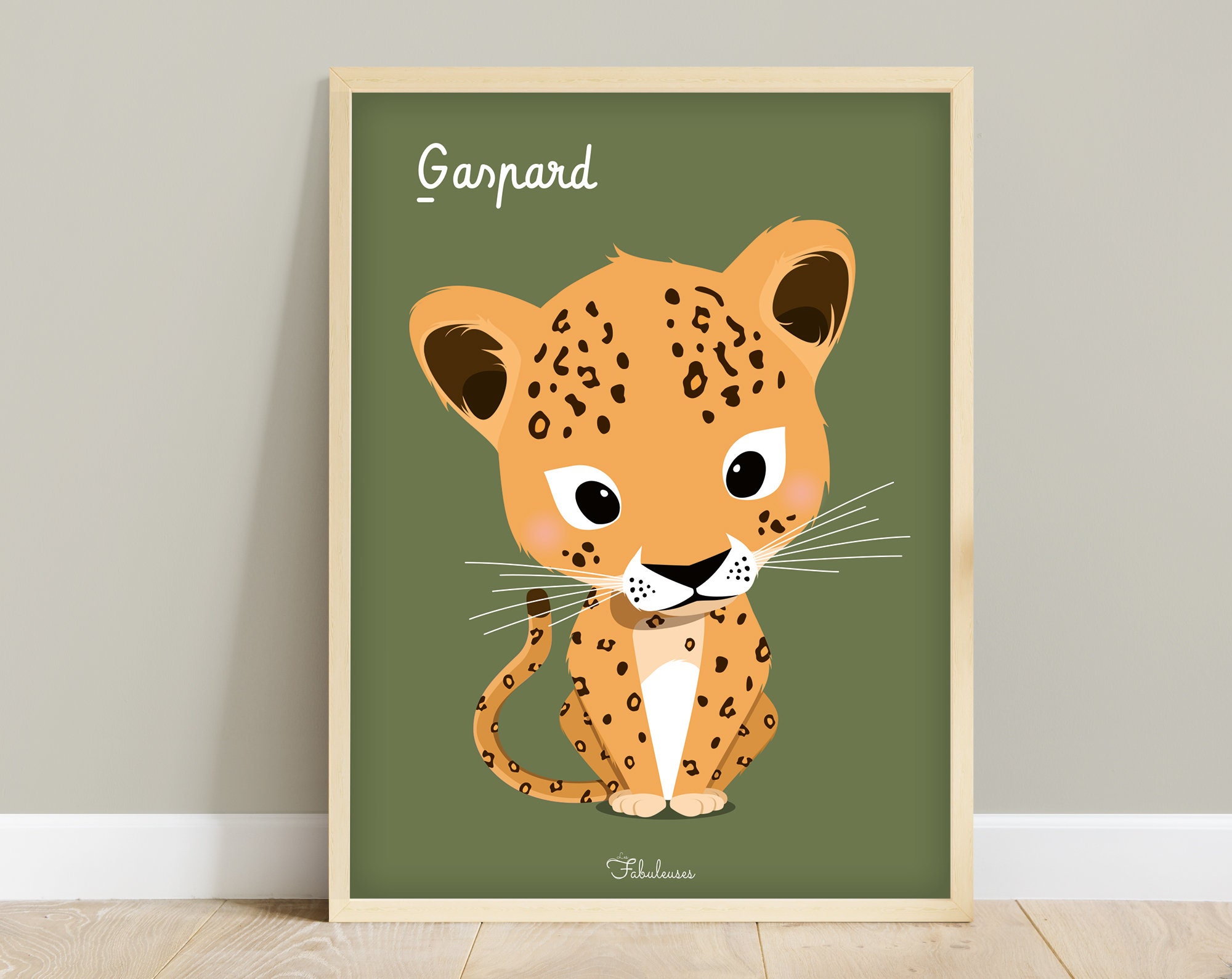 Affiche Chambre Bébé Oscar Le Léopard, Décoration Bébé, Cadeau de Naissance