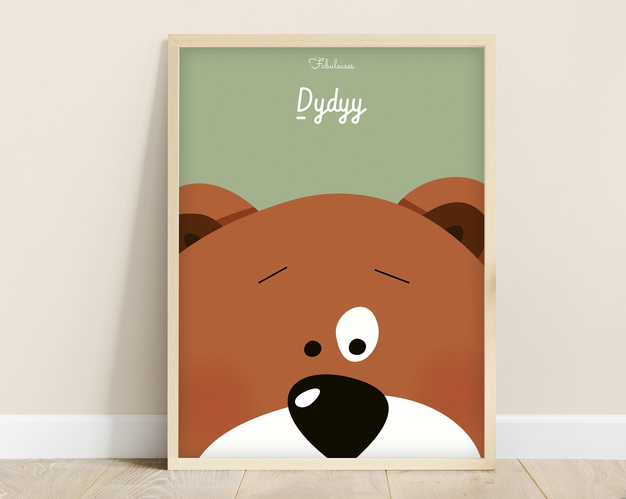 Affiche Personnalisée Chambre d'enfant Dyddy L'ours Brun, Cadeau de Naissance, Décoration Bébé