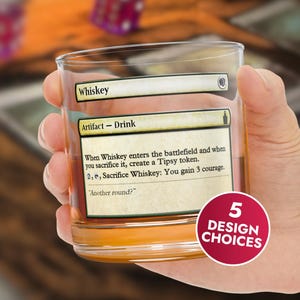 Whiskey Glass, Magic The Gathering Gifts, MTG Tumbler, Rum Rocks Glass, 10oz Cup, Game Night Drinkware, Gaming Night Barware Gift
