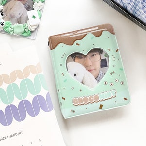 Exclusivo libro de colección de tarjetas fotográficas de Chocomint / Carpeta de tarjetas Kpop de 3 pulgadas con forma de corazón, álbum / Libro de colección de menta y chocolate de 40 bolsillos - Mint Choco