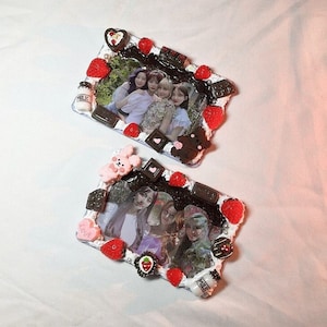 Sweet Chocolate Photocard Toploader hecho a mano - Kpop Decoden A7 Batido, Kawaii, Toploader decorado, Deco, Toploader blanco, rojo y marrón