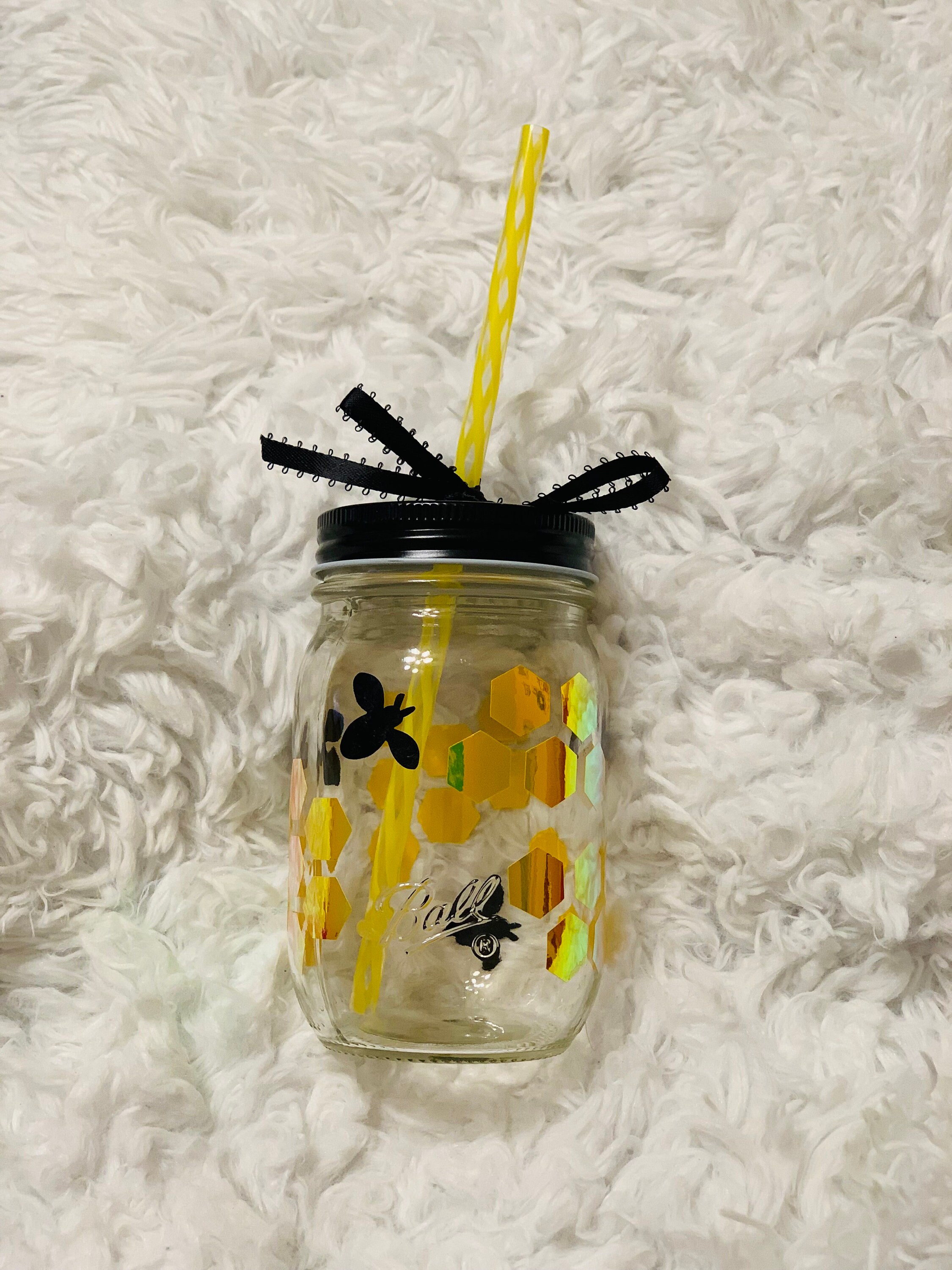 16 oz bee and mason jar cup Etsy