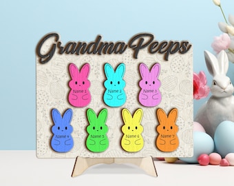 Add-on Personalized Easter Peeps Sign. Grandma Peeps Easter Sign, Grandma Gift Easter Decor, Easter Bunny Family Sign, Grandma Gift,Mom Gift
