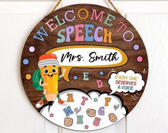 Welcome To Speech Door Sign,Speech Language Teacher Gift,SLP Speech Therapist Door Sign,Speech Therapy Door Sign,Speech Language Pathologist