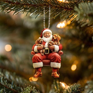 2D Flat Vizsla Ornament, Dog with Santa Ornament, Santa and Dog Ornament, Car Hanging Ornament, Christmas Gift, Vizsla Dog Lover Gifts