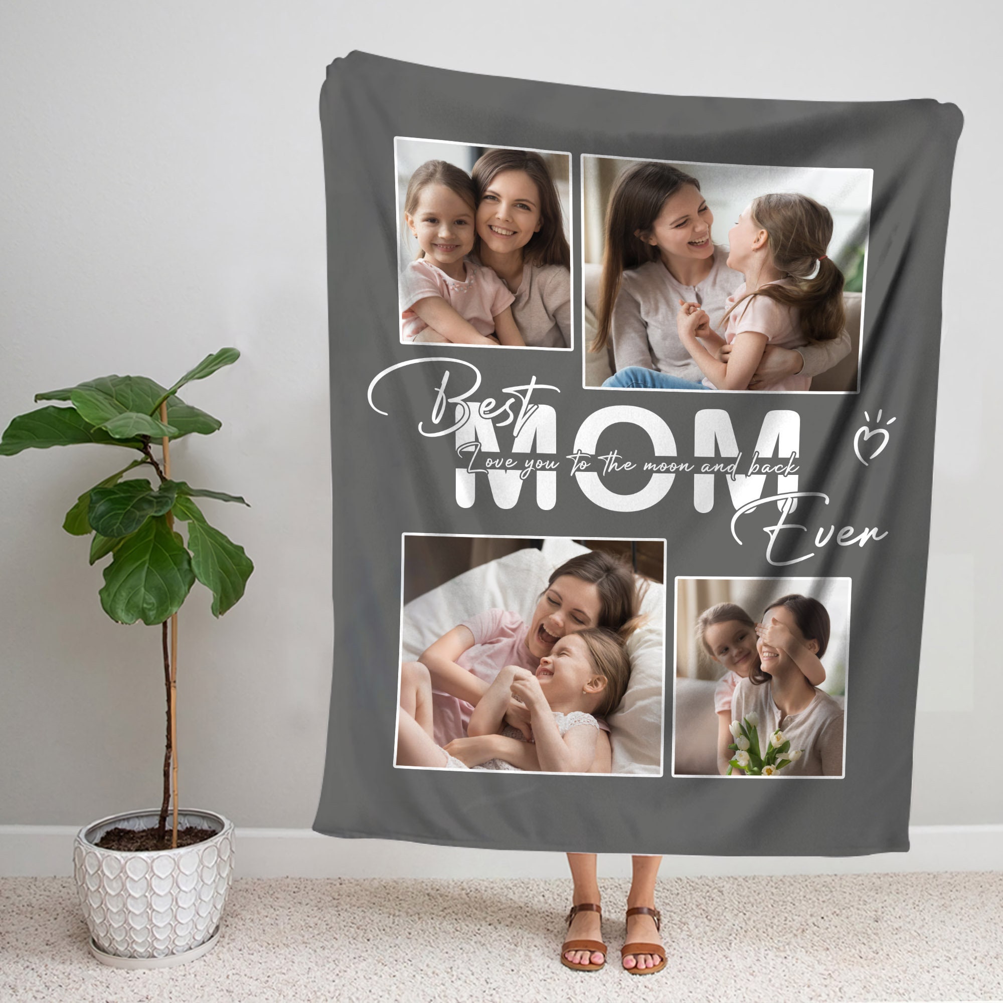 inkArts Best Mom Ever Custom Blanket with 5 Photos Personalized Picture  Blanket Customized Gifts for Mom Grandma for Birthday Mother's Day  Christmas