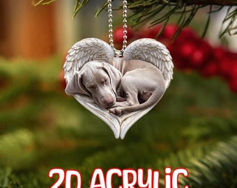 Hand Painted Weimaraner Angel Ornament – Stone Cast Resin Figurine For Dog Lovers