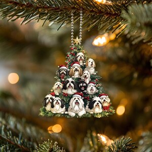 Enfeite de Collie Barbudo, Árvore de Natal para Cachorro Collie Barbudo, Enfeite de Carro para Cachorro, Enfeite de Natal, Presentes de Natal, Presentes para Amantes de Cachorros