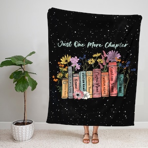 Just One More Chapter Velveteen Plush Blanket, Cozy Reader Blanket, Book Lovers Comfy Throw, Writers Throw Blanket, Bookish Blanket