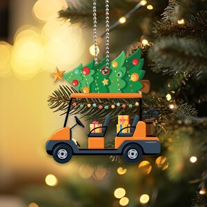 2D flache Golf Cart Weihnachtsverzierung Weihnachtsverzierung, Golf Ornament, Golf Papa Geschenk, Geschenk für Golfspieler, Golfliebhaber Geschenke