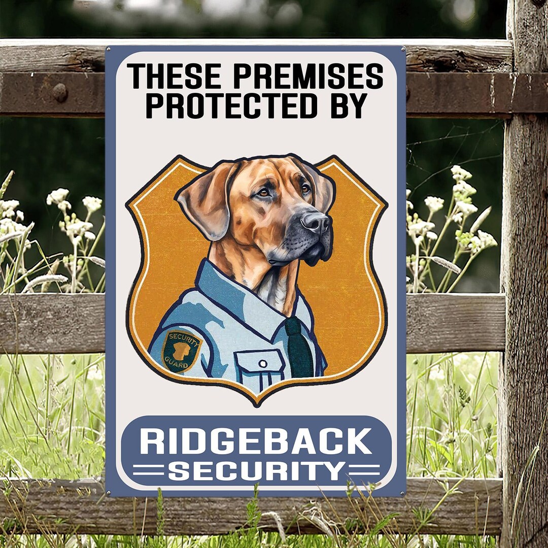 Rhodesian Ridgeback Sign These Premises Protected by Rhodesian Ridgeback Security, Guard Dog ...