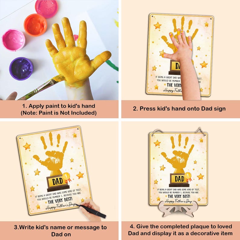 Trophy #1 Dad Handprint Art Gift for Dad, First Fathers Day Handprint ...