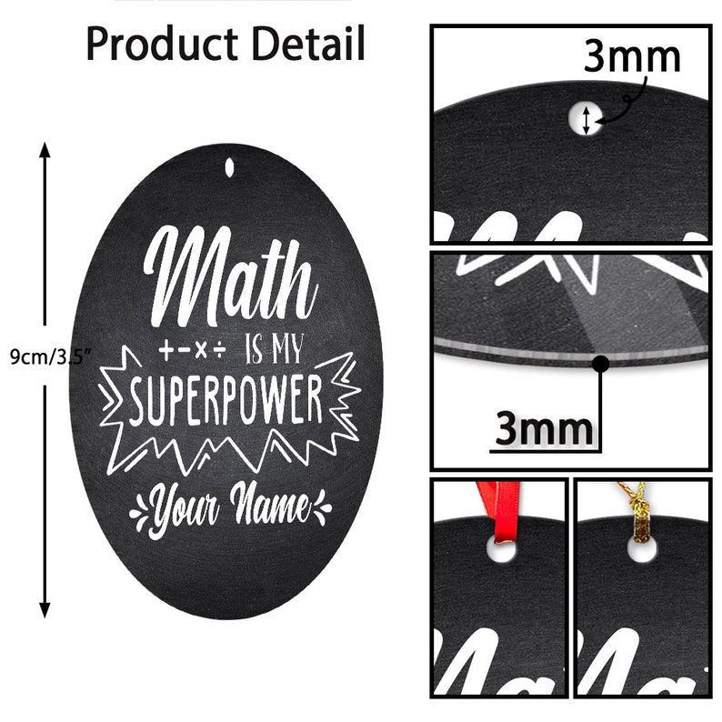 Math Superpower Personalized Math Ornament, Customize Math Lover Ornament, Math Teacher ...