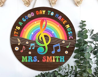 È una bella giornata per fare musica, cartello per insegnanti di musica, cartello da appendere alla porta dell'aula di musica, regali per insegnanti di banda, insegnanti di orchestra, regali per insegnanti di musica