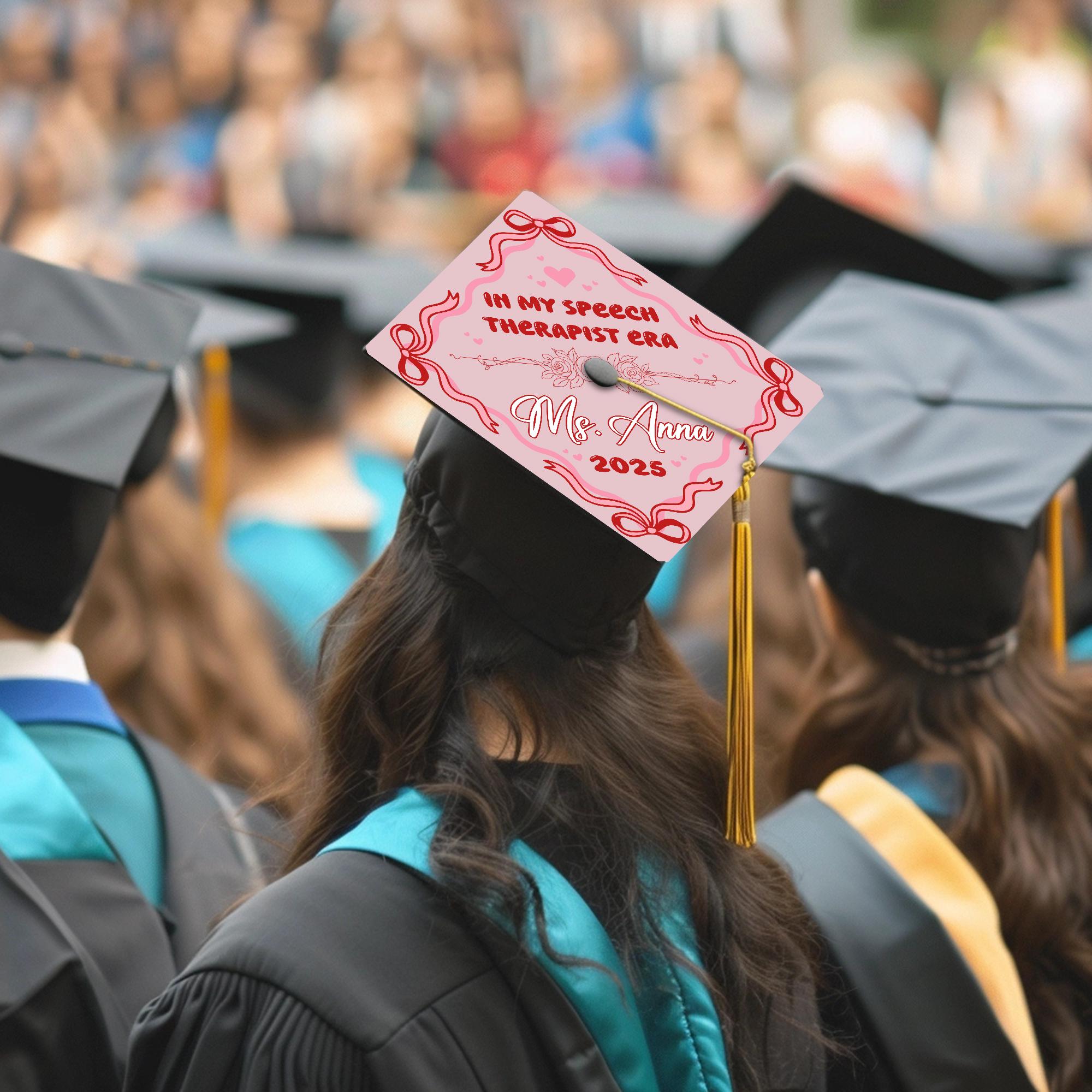 Slp Grad Cap Coquette in My Speech Therapist Era Graduation Cap Topper, Bow Speech ...