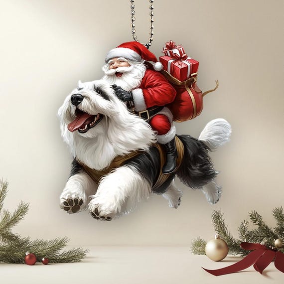 Carolines Treasures LH9306-CO1 Old English Sheepdog Winter Snowflakes Holiday Ceramic Ornament 3 in multicolor