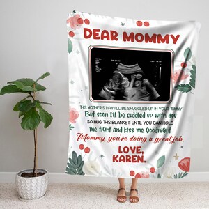 Cobertor personalizado para o dia das mães para presente de mãe, cobertor de lã para presente de mãe grávida, cobertor de ultrassom personalizado para presente de mãe, cobertor de carta