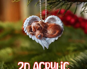 2D FLAT Irish Setter Sleeping With Angel Wings Ornament, Irish Setter 2D Flat Ornament, Christmas Gifts, Dog Gifts, Irish Setter Gifts