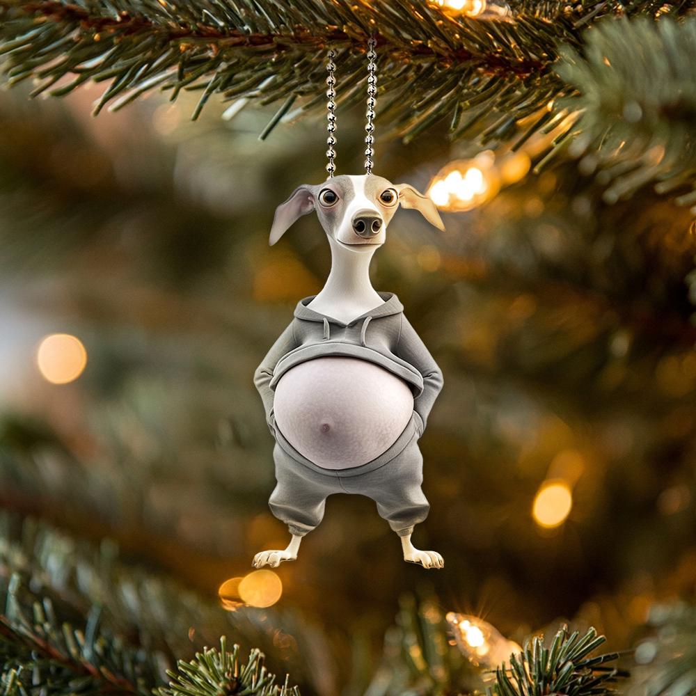 グレイハウンド　クリスマスオーナメント　　置物　グレーハウンド　陶器 犬の置物 オブジェ グレーハウンド 鏡張り 風水 縁起物 オーナメント
