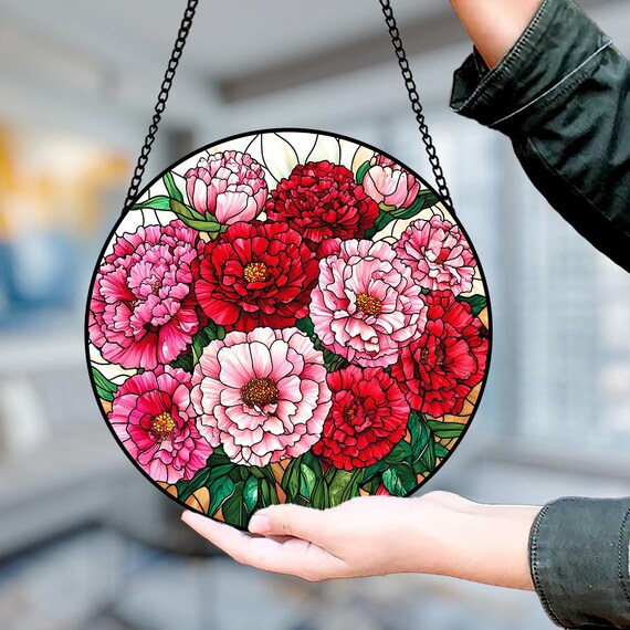 カーネーションのステンドグラスサンキャッチャー、カーネーションの花