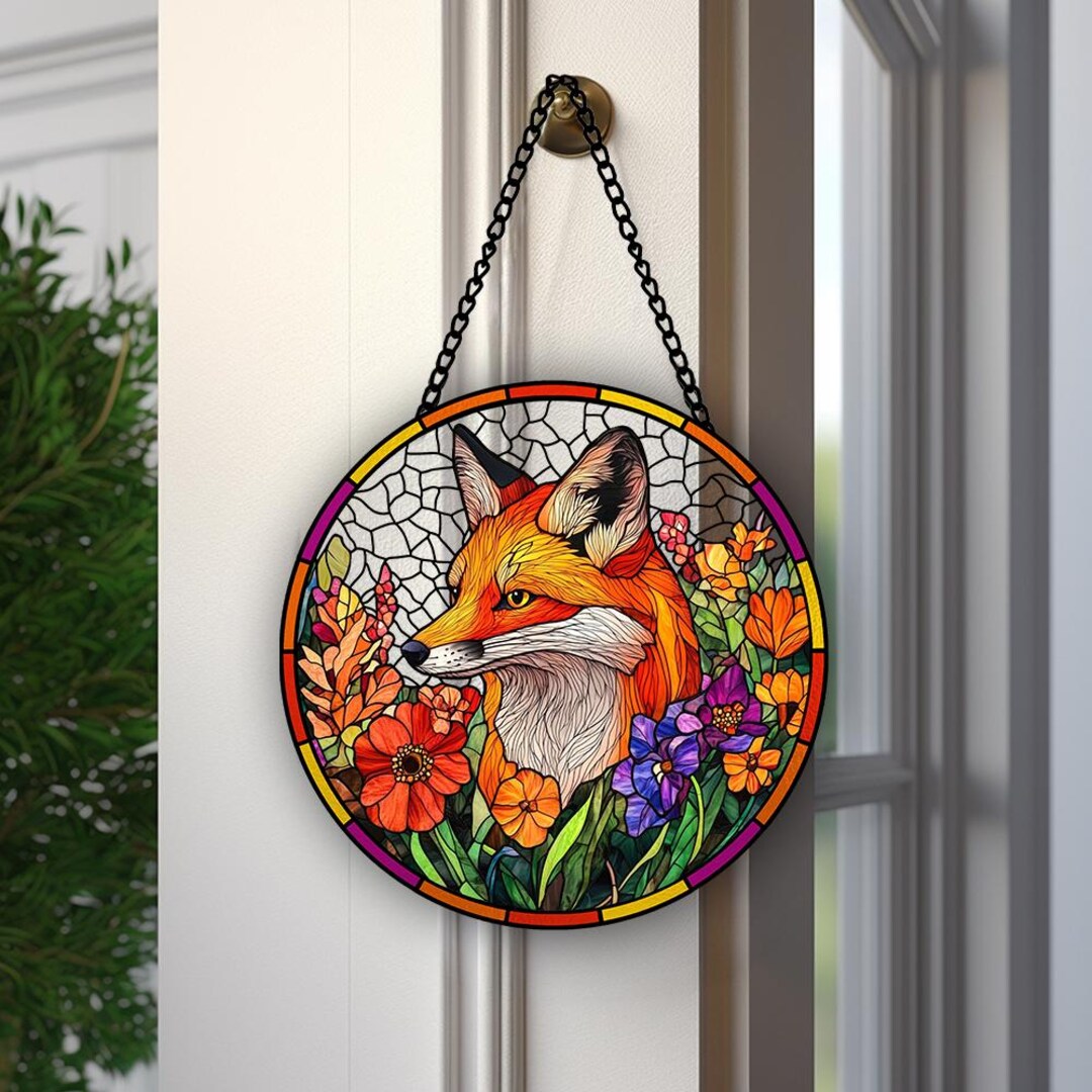 Fox Window Fox Glass Suncatcher, Fox Window Hanging, Fox Home Decor, Fox ...