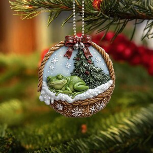 2D Flat Frog Ornament, Frog Sleeping Ornament, Frog 2D Flat Ornament, Frog Gifts, Frog Xmas Gifts, Frog Lover Gifts, 2D Frog Christmas Gifts