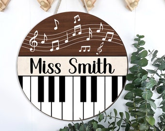 Insegna per porta con scritta "Insegnante di musica", insegna personalizzata per porta, regalo per musicista, insegna per educazione musicale, regalo per insegnante di pianoforte, insegna con nome musicale, regali per insegnanti di scuola