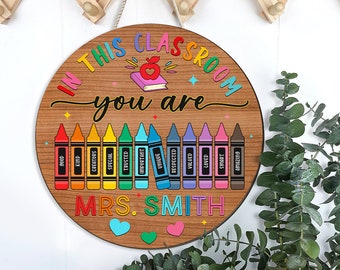 Custom Teacher Door Hanger, Teacher Doorsign, Teacher Name Sign For Classroom, Teacher Door Decor, Back To School Gift, Teacher Appreciation