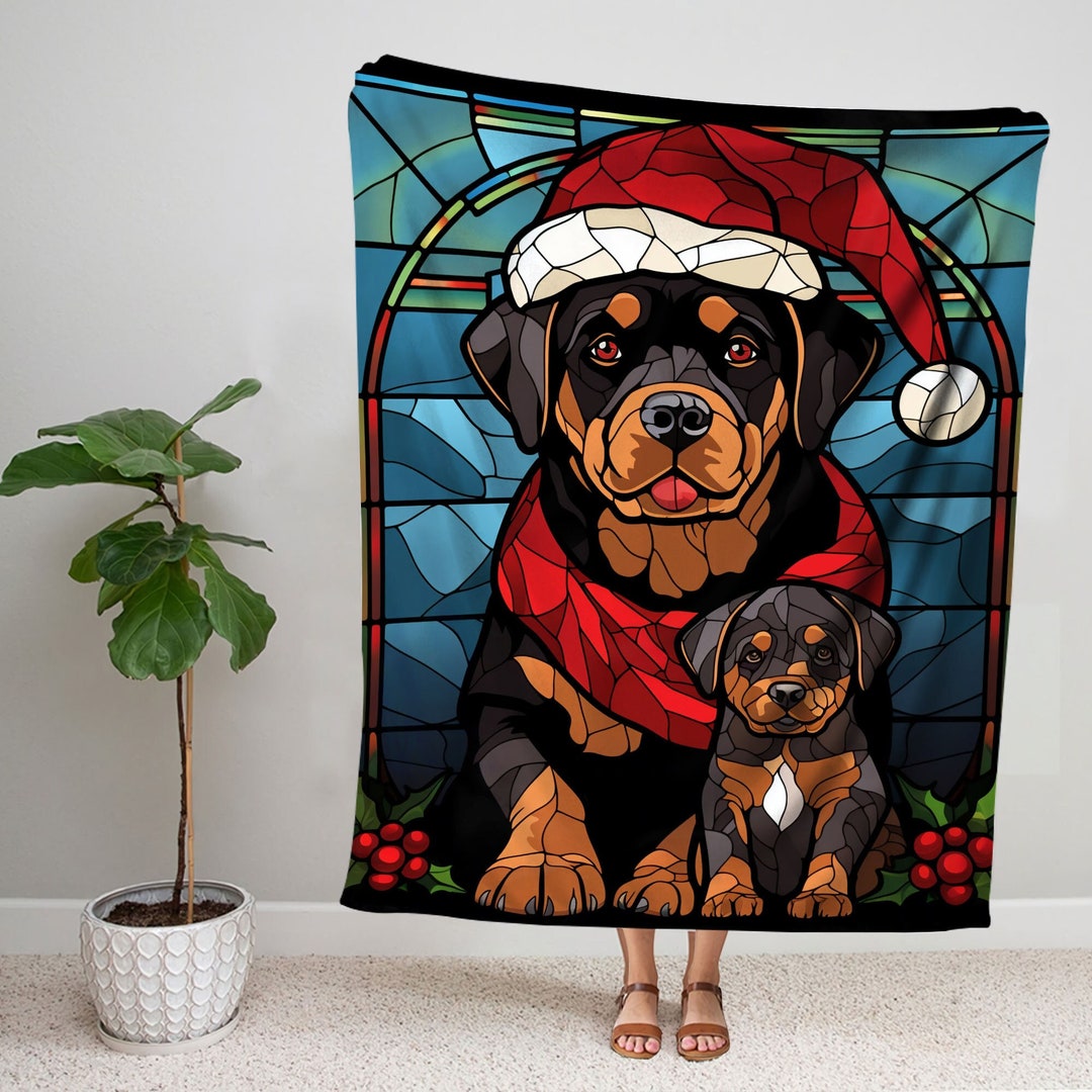Christmas Rottweiler Blanket Dog Art Blanket Rottweiler Dog Etsy