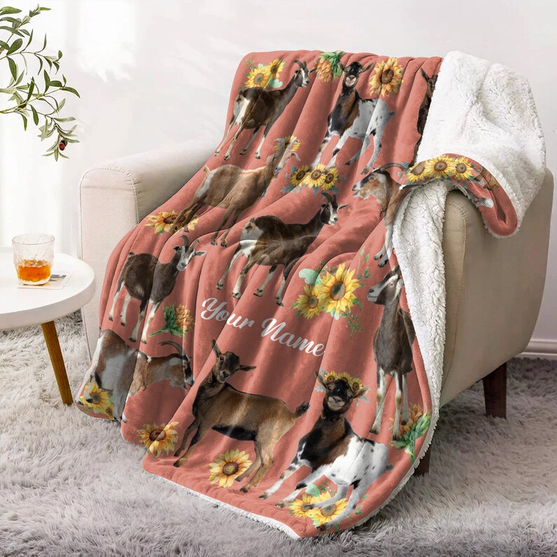 Personalized Goat Blanket Goat Sherpa Blanket Farm Goat Etsy