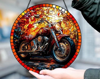 ハーレーダビットソン　装飾品 GR 手作りステンドグラスのハーレーダビッドソンロゴ - バイカーホーム