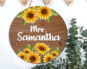 Sunflowers Teacher Door Sign, Sunflowers Sign, Personalized Teacher Door Hanger, Teacher Gifts, Sunflowers Name Sign, School Teacher Gifts