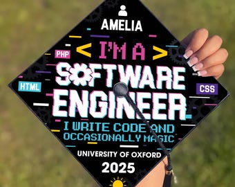 Software Engineer Graduation Cap Topper, Software Engineer Grad Cap Topper, Engineer Graduation Gift, Class of 2025, Graduation Gifts