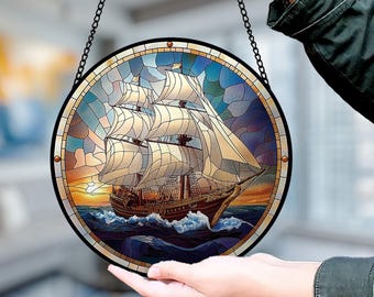Viking Longship Suncatcher: Stained Glass Window Hanging - Etsy