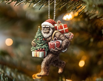 Adorno plano 2D de Pie Grande, adorno navideño de Pie Grande, adorno colgante para coche de Pie Grande, regalos de Navidad, regalos para amantes de Pie Grande