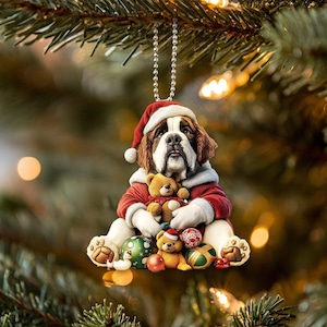 2D Flat Saint Bernard Ornament, Saint Bernard Dog Ornament, Dog Car Hanging Ornament, Christmas Gifts, Dog Lover Gifts