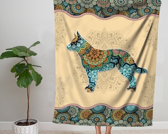Couverture pour bouviers australiens, couverture en sherpa, couverture en polaire, jeté pour chien tribal, cadeaux pour les amoureux des chiens, couverture pour nouveau-né, cadeaux pour maman de chien