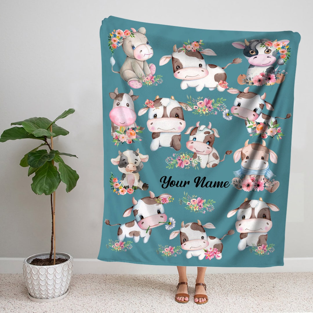 Cow Print Baby Blanket Cow Sherpa Blanket, Farm Cow Blanket, Cow Baby Blanket, Farm Animal