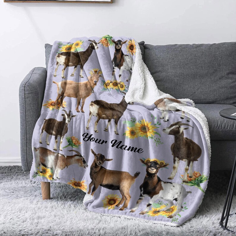 Personalized Goat Blanket Goat Sherpa Blanket Farm Goat Etsy