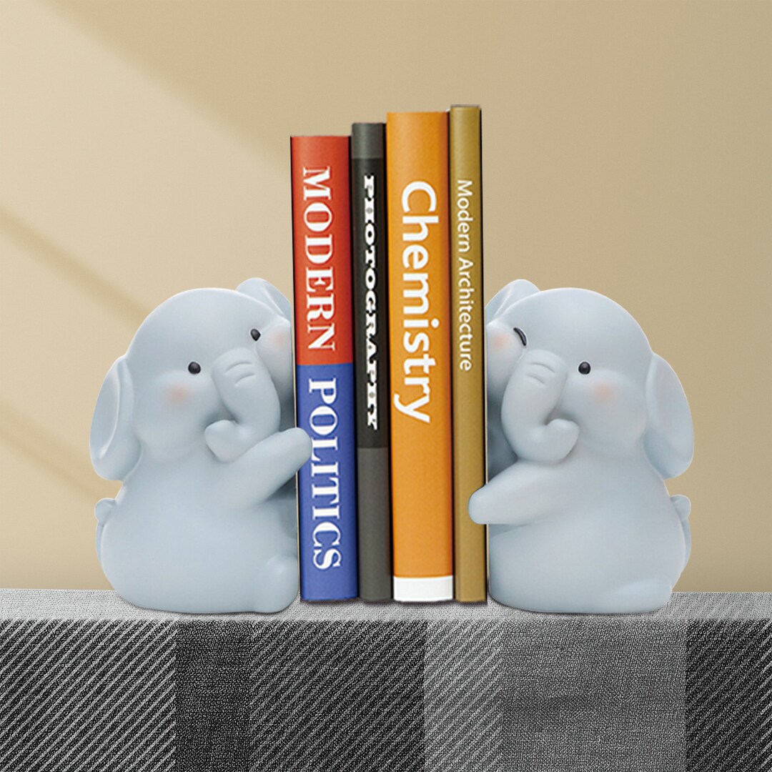 Cute Elephant Bookshelf Cartoon Duck Bookends Yellow Etsy
