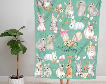 Easter Bunny Blanket, Easter Rabbit Blanket, Bunny Sherpa Blanket, Bunny Fleece Blanket, Rabbit Baby Blanket, Easter Gift, Newborn Gifts