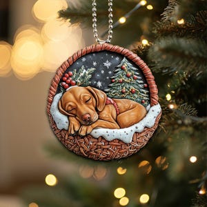 2D Flat Vizsla Ornament, Vizsla Sleeping Dog Ornament, Dog Car Hanging Ornament, Christmas Gifts, Vizsla Dog Lover Gifts