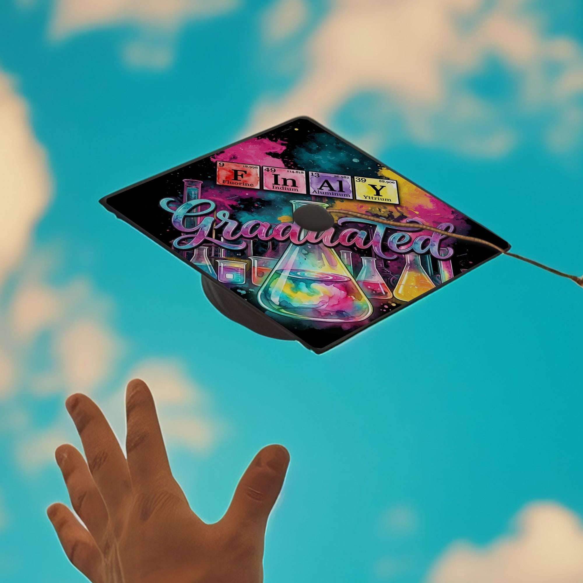 Science Grad Cap Science Graduation Cap Topper 2026, Finally Graduated Chemistry Grad ...