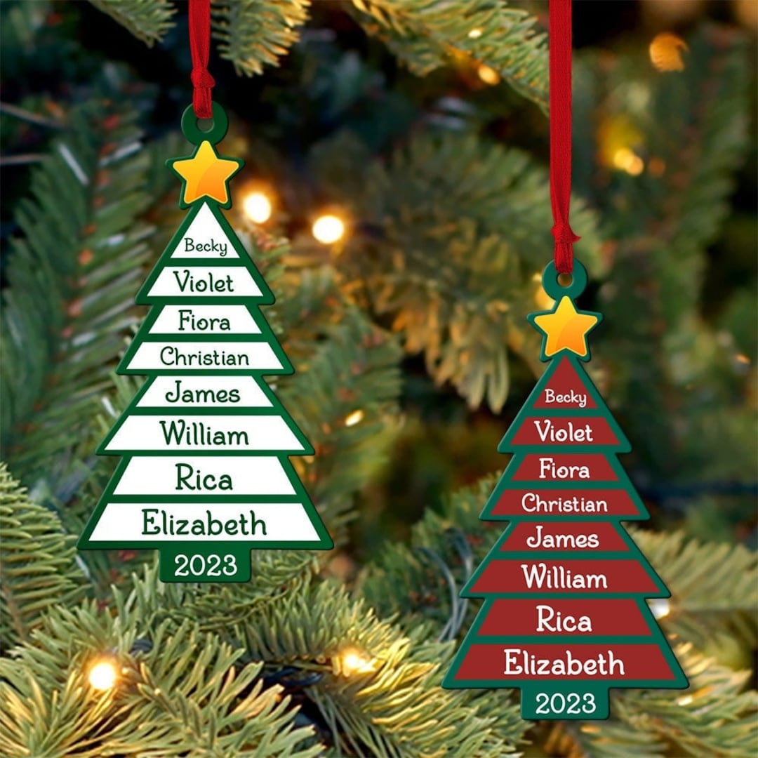 Custom Family Christmas Ornament, Family Name Christmas Tree, Personalized Christmas Tree