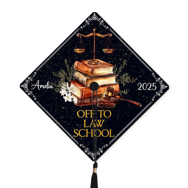 Personalized Law School Graduation Cap Topper, off to Law School Grad ...